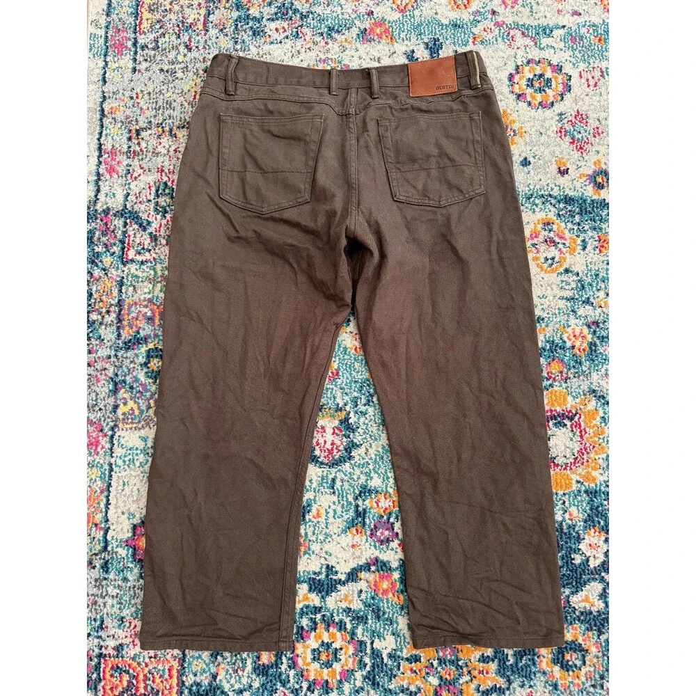 Gustin California Brown Selvedge Jeans Straight Fit Button Fly Men's 40 x 25
